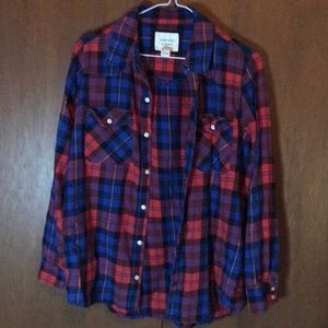 Blue and Red Plaid Flannel Forever21